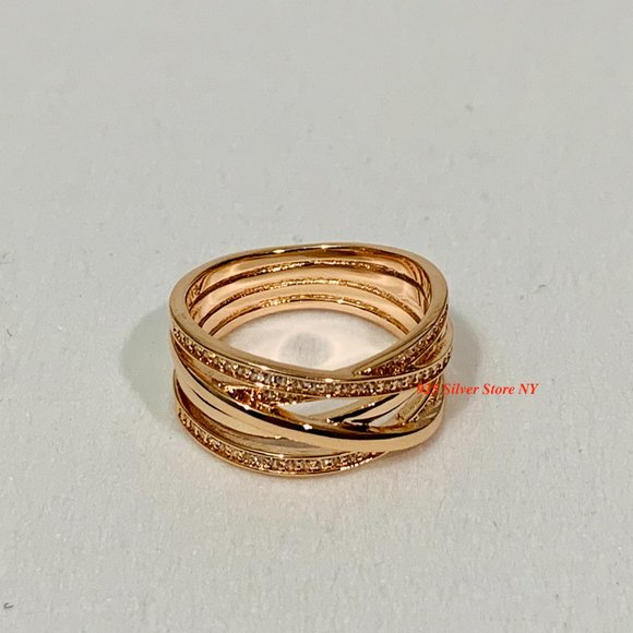 Pandora Rose Gold Entwined Wide Ring 180919CZ - Picture 5 of 5